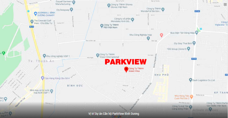 vị trí dự án Park View Thuận An, Bình Dương