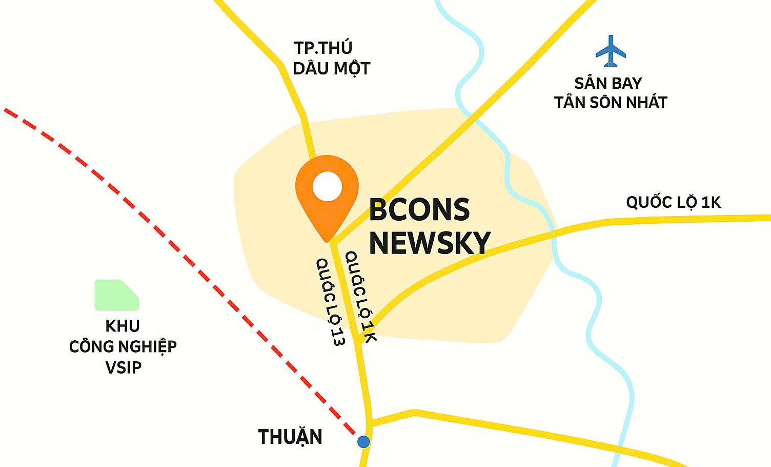 Vị trí dự án Bcons NewSky Điểm Đến Mới – The New Point