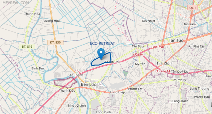 Bản đồ Vị trí Eco Retreat Bến Lức, tỉnh Long An.