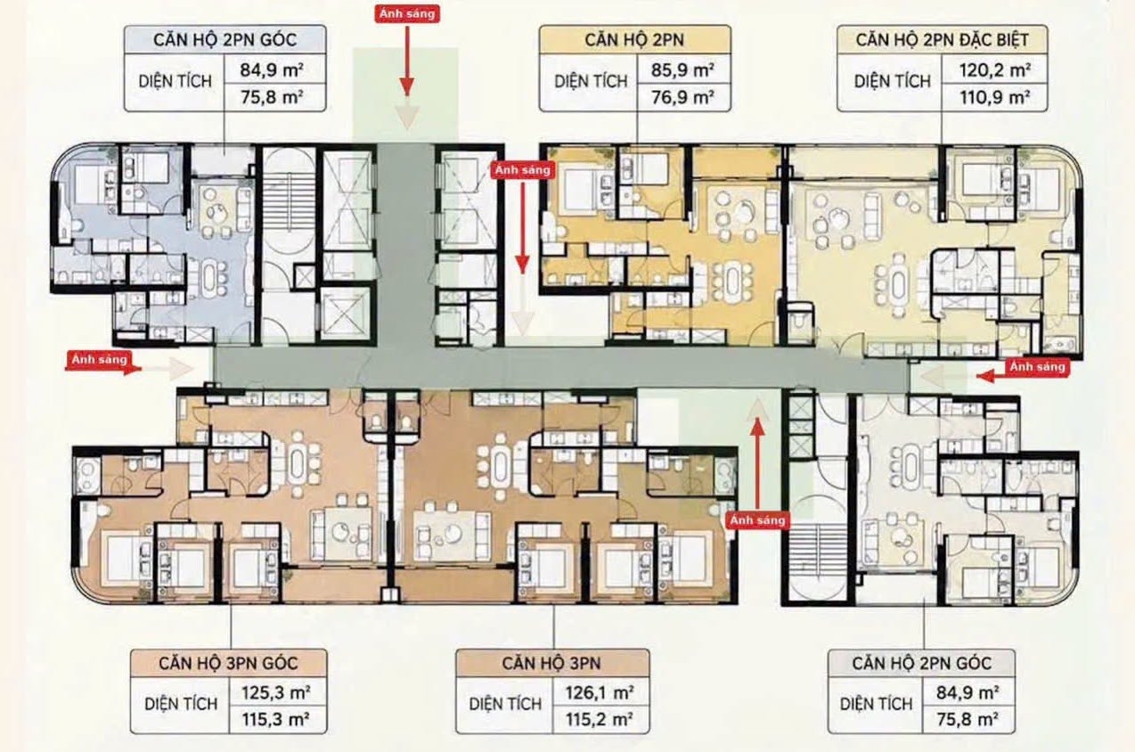 Mặt bằng tầng điển hình căn hộ Palm River